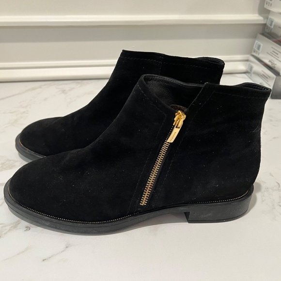 Beautifeel Black Suede Booties with Gold Zipper, Sz 38 - Picture 2 of 9